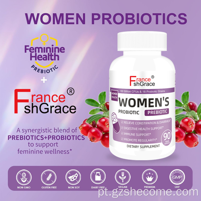 Shecome Cápsulas Probióticas Prebióticas Femininas Saúde Digestiva
